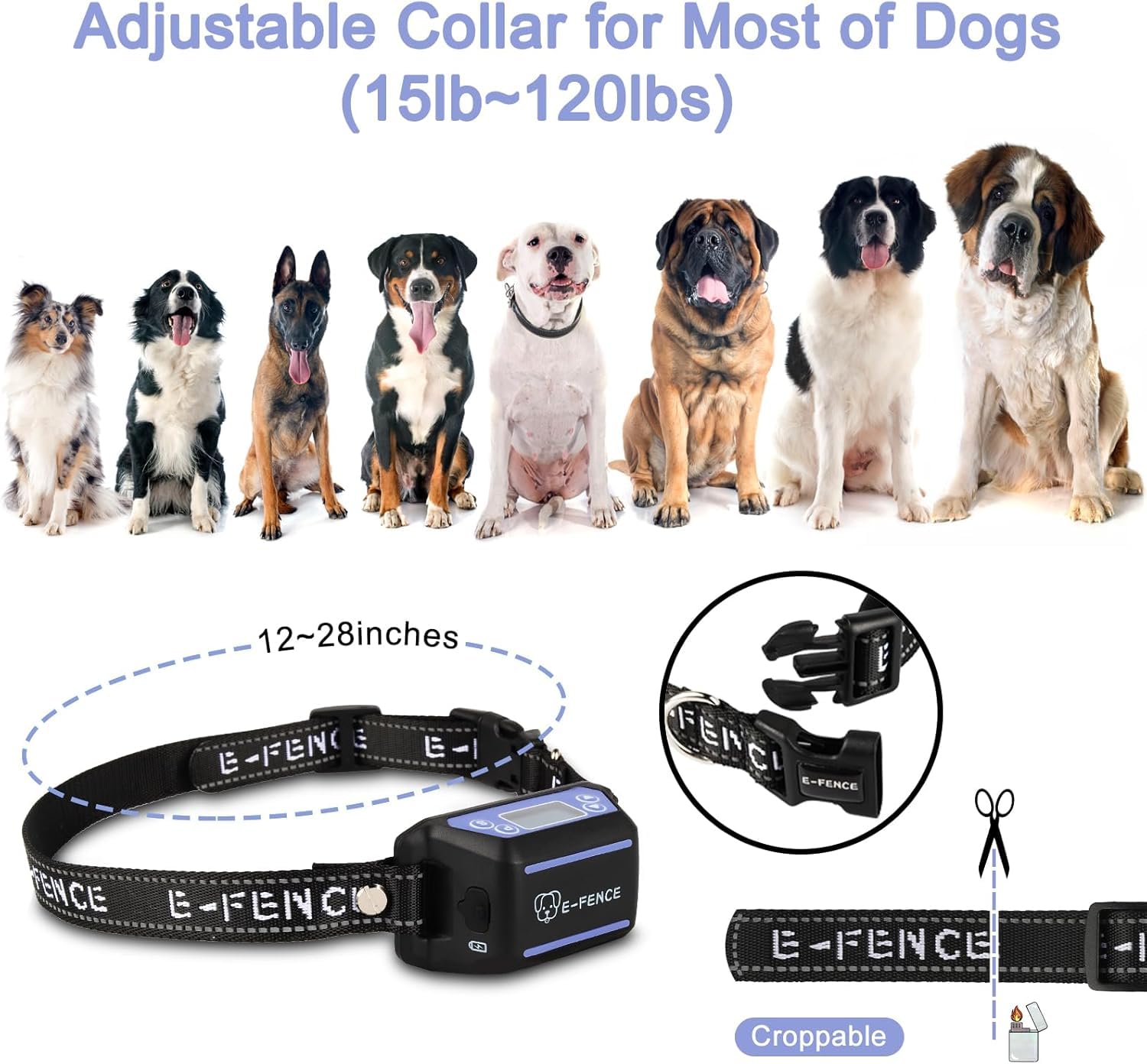 E-FENCE waterproof-ip7-battery collar endures 48 hours in wet conditions and rainy days.