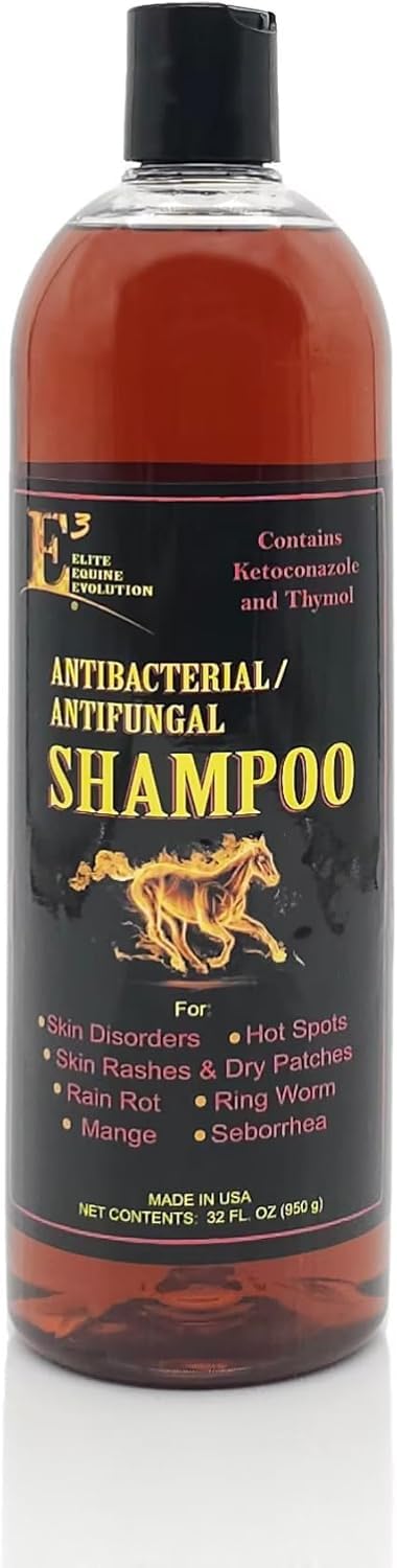 E3 ABAF Shampoo bottle for horses and dogs, ideal for regular grooming.