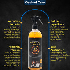 E3 Waterless Dog Shampoo application on coat for easy, rinse-free refresh between baths.