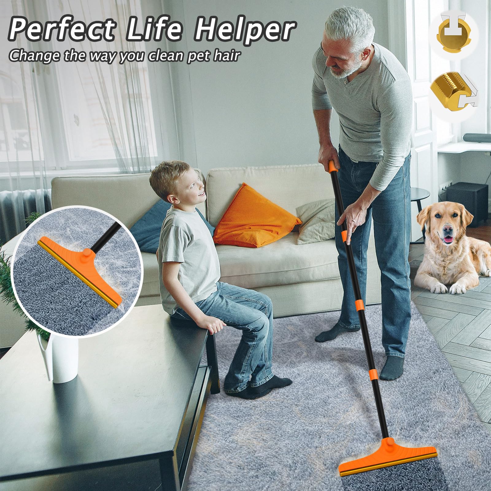 Eaersan 2pc pet hair remover set aiding quick cleaning on rugs and sofas