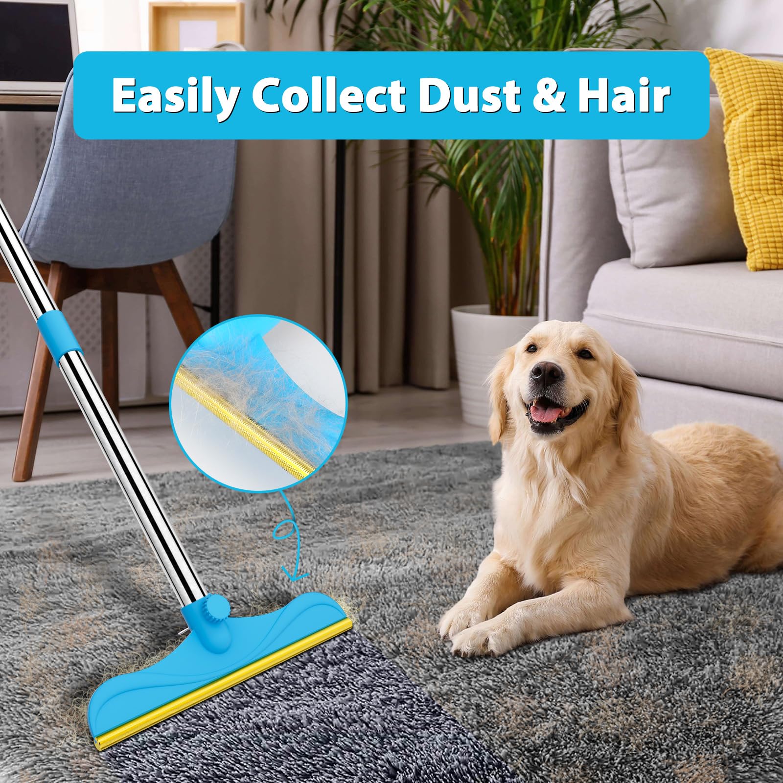 Eaersan short-handle pet hair remover cleans upholstery efficiently.