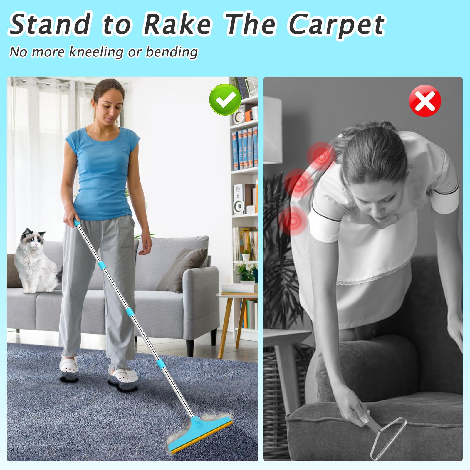 Eaersan Y-shaped fur remover targets embedded hair on rugs.