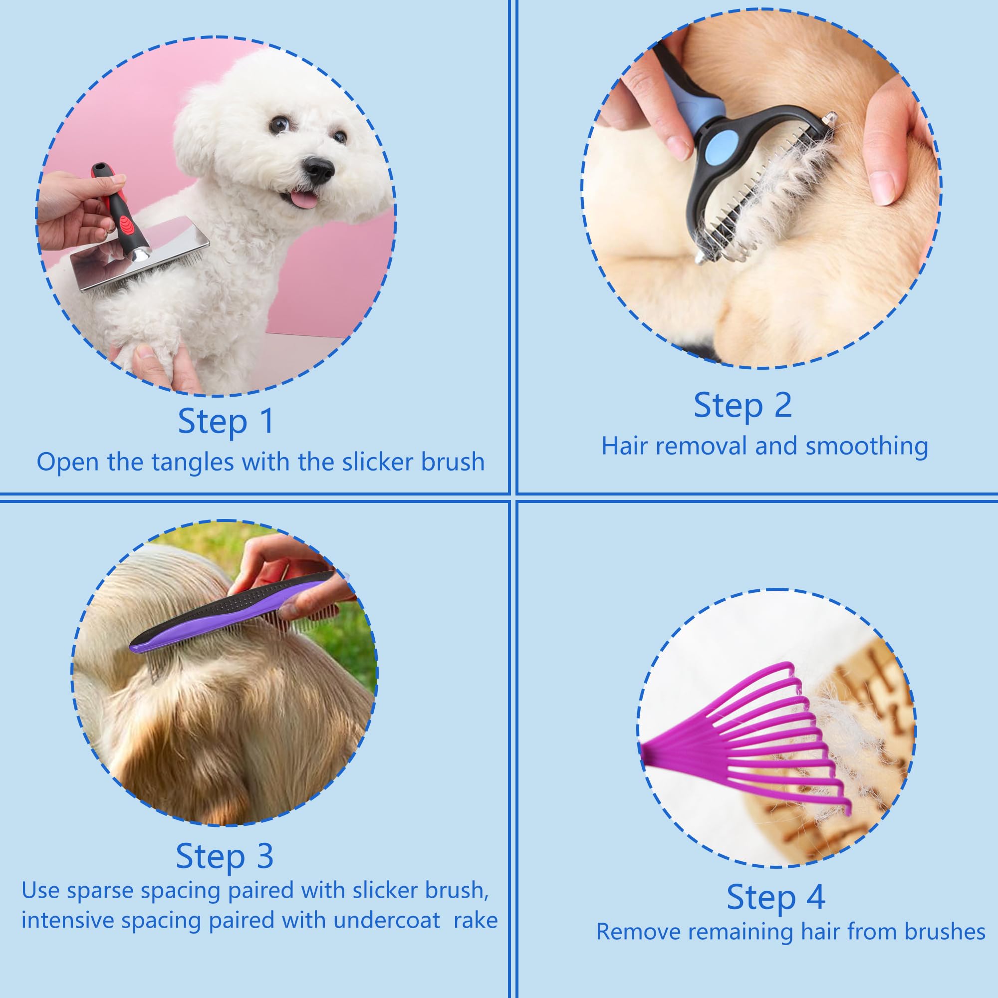 EAFBAO grooming kit used on a long-haired cat to reduce matting.
