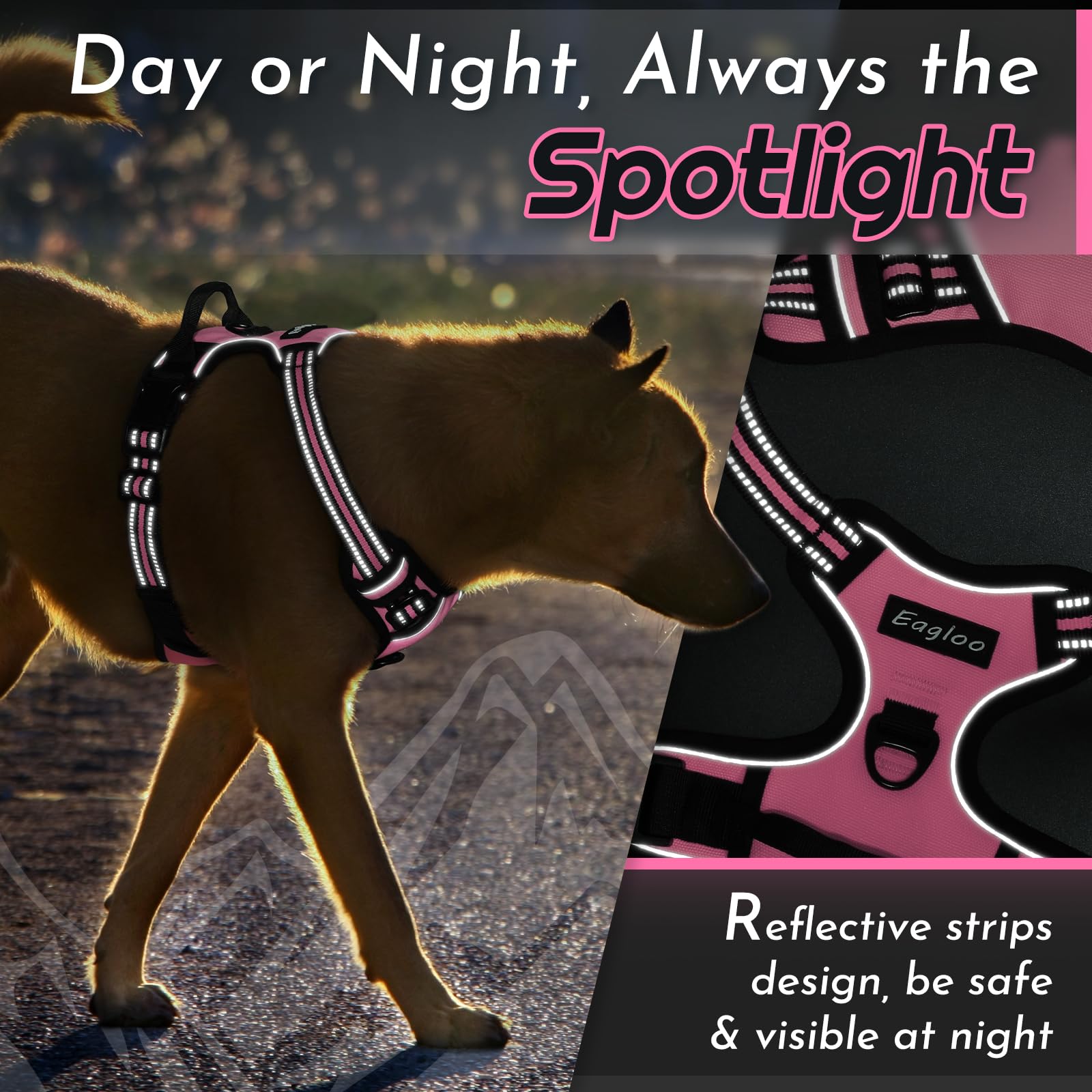 Eagloo adjustable straps close-up reveal customizable fit for large dogs.
