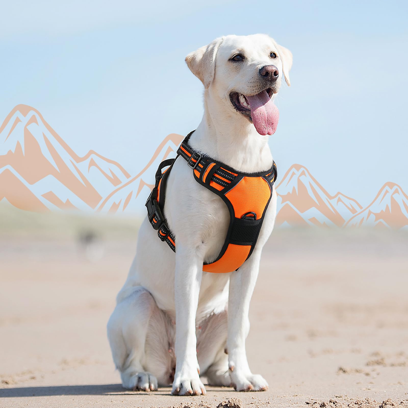Eagloo large harness orange color for high visibility.