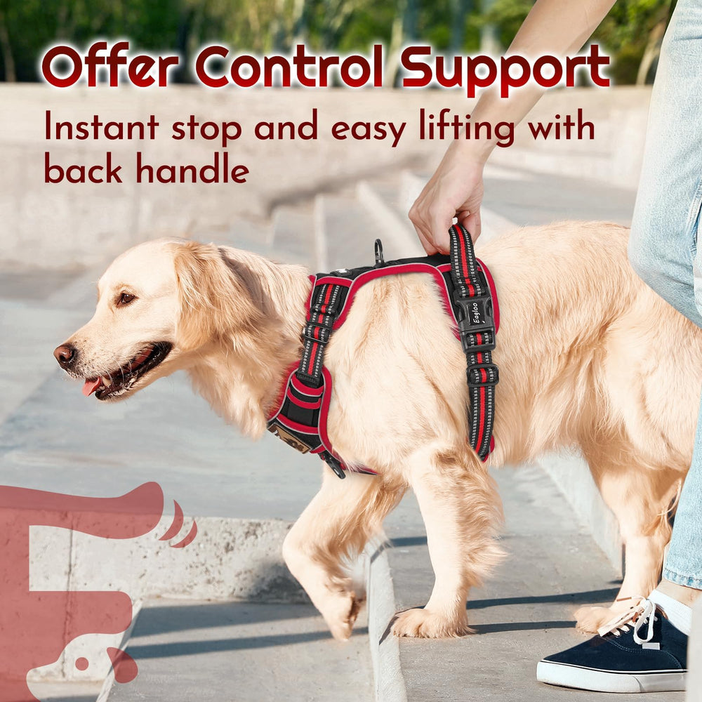 Eagloo large dog harness soft padded mesh lining keeps dog comfortable.