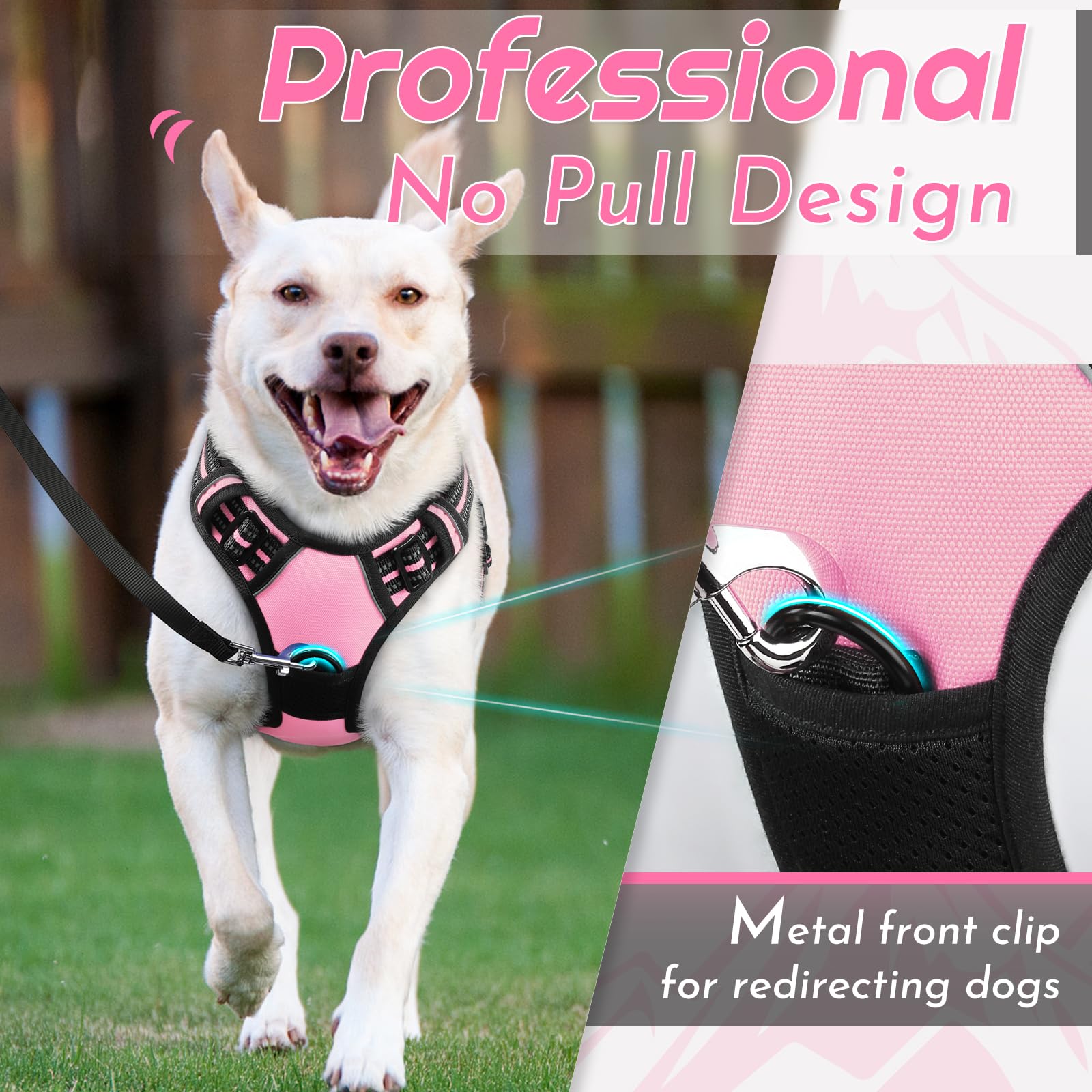 Eagloo large dog harness back ring for casual walks and jogging.
