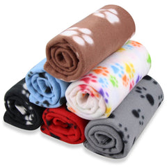 EAGMAK paw-print fleece blanket for dogs or cats in brown, perfect on beds or travel