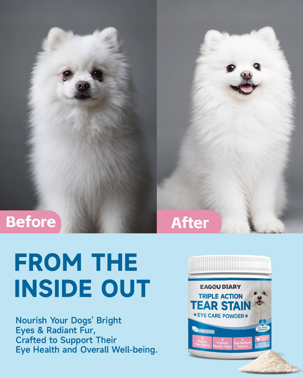 Eagou Diary chamomile-astragalus-tear-stain support for eye comfort