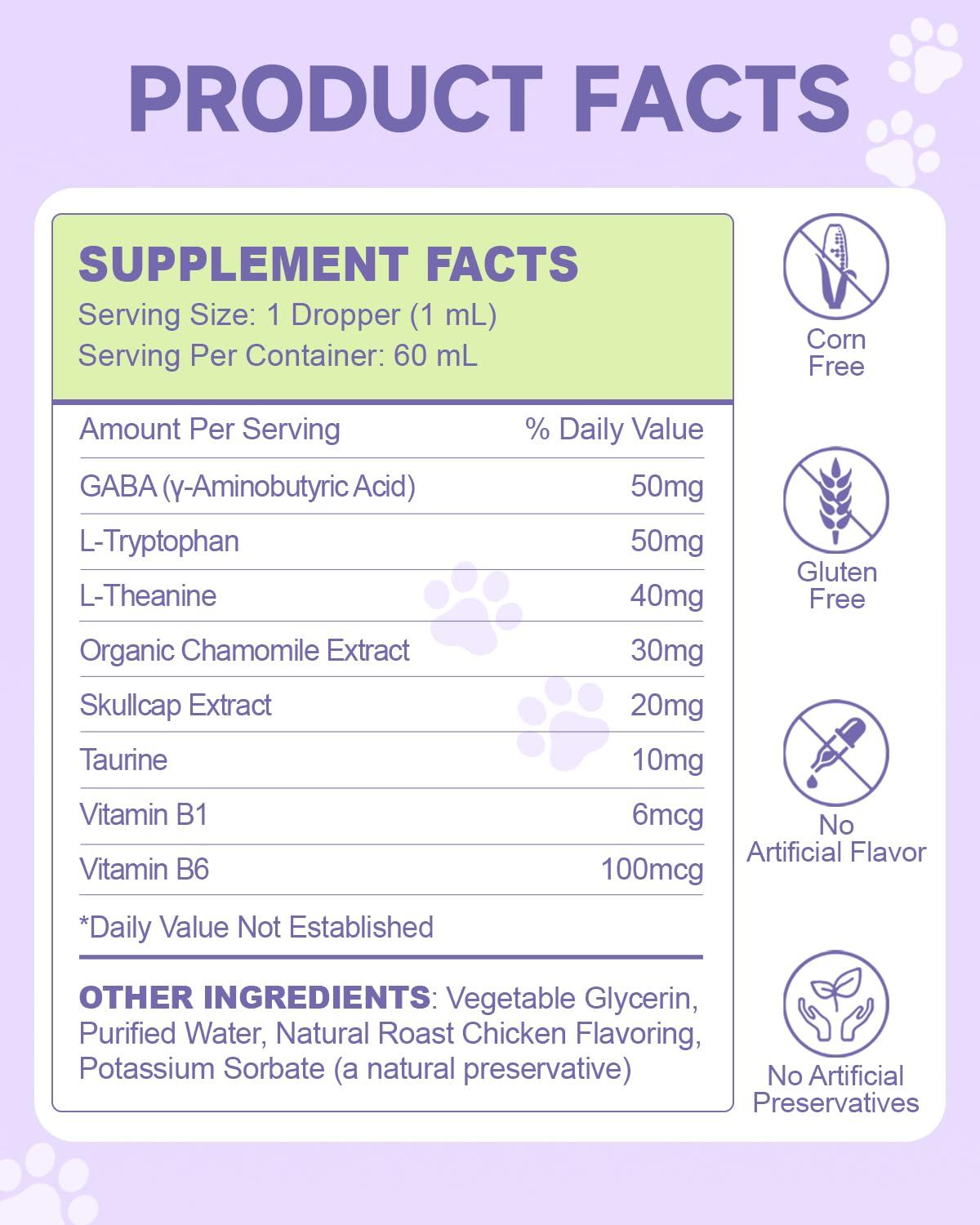 Drops mixed with water or food for convenient dosing with meals.