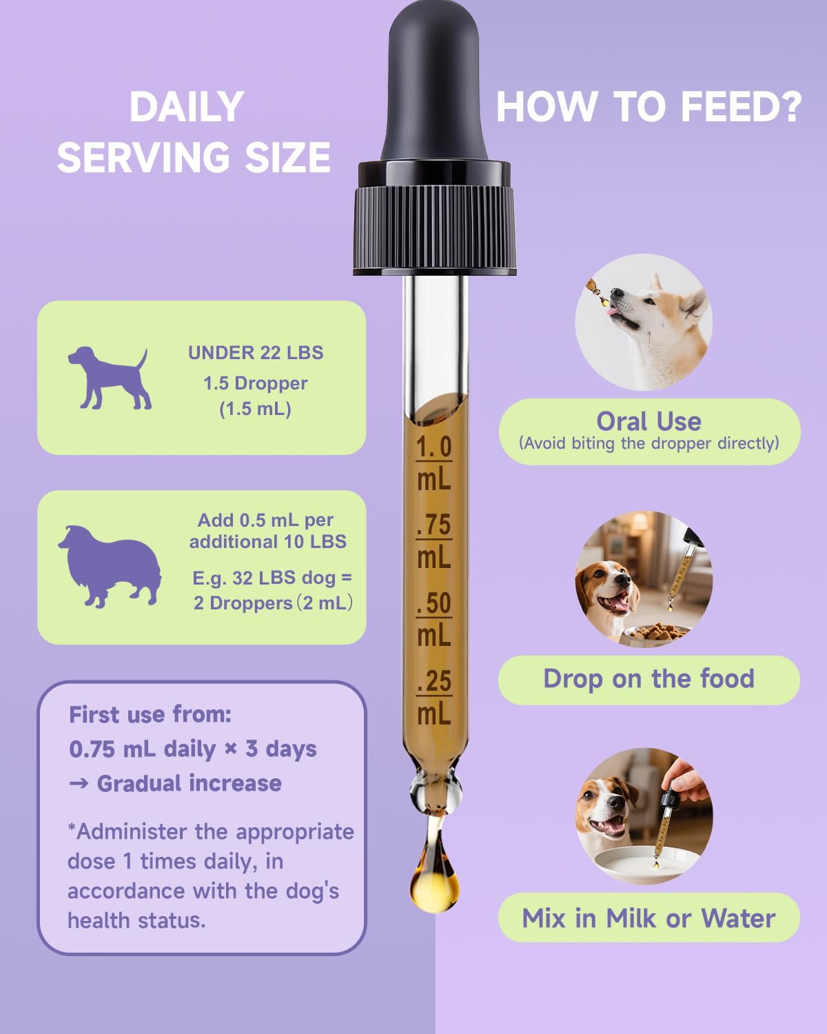 Product packaging of Eagou Diary Dog Calming Drop on display.
