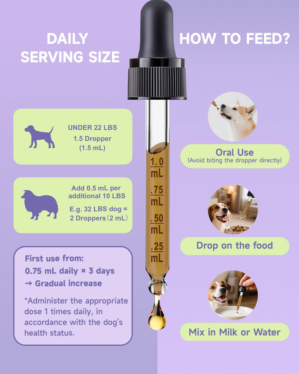 Product packaging of Eagou Diary Dog Calming Drop on display.