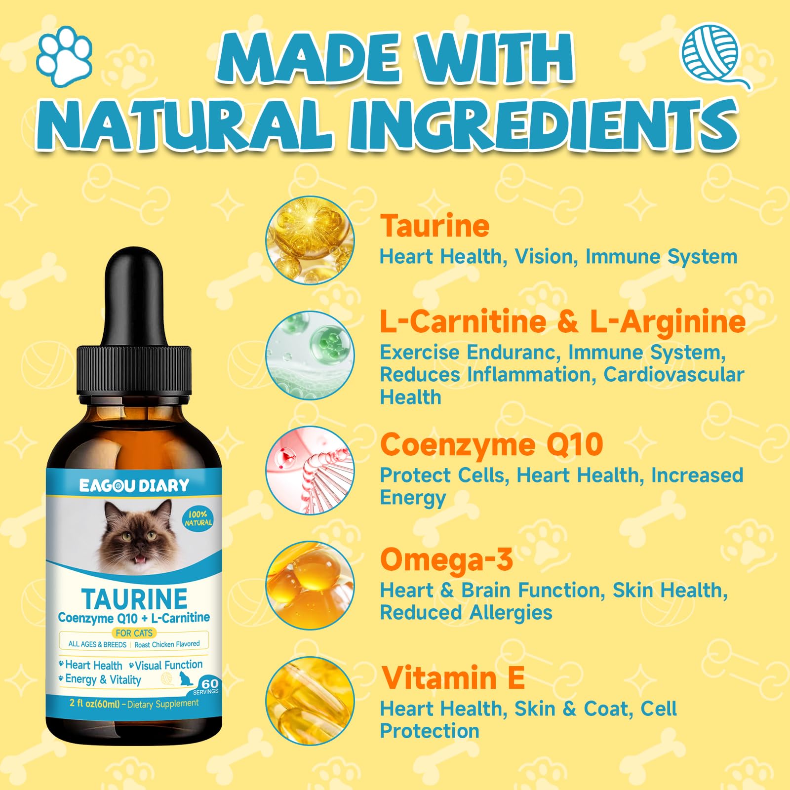 Eagou Diary Taurine for Cats Drops daily-dose routine for cats
