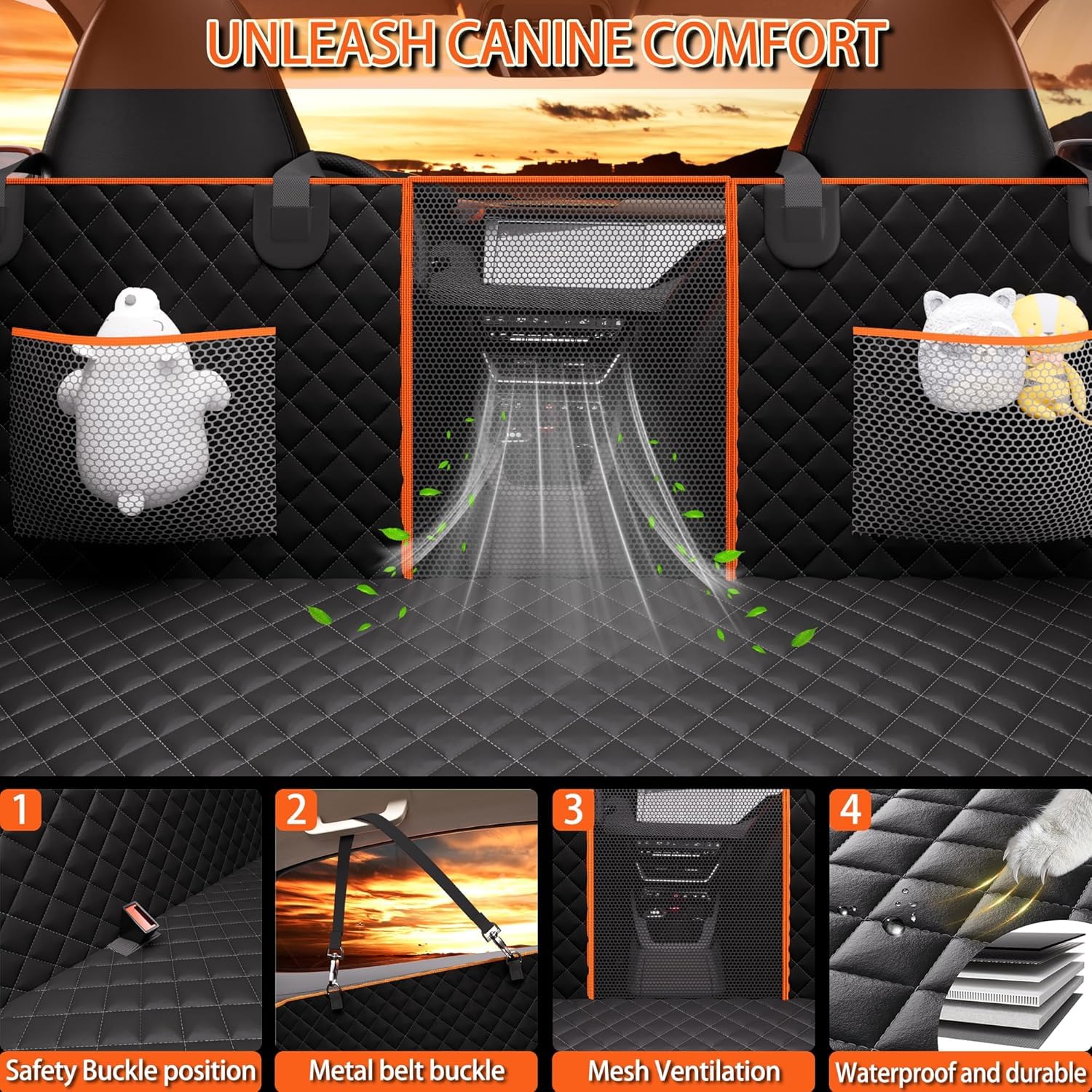 Eamefia waterproof 6 layer fabric guards seats from spills and mud