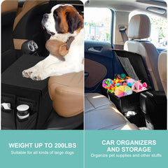 EAROND dog seat extender back view showing full-width protection for dogs