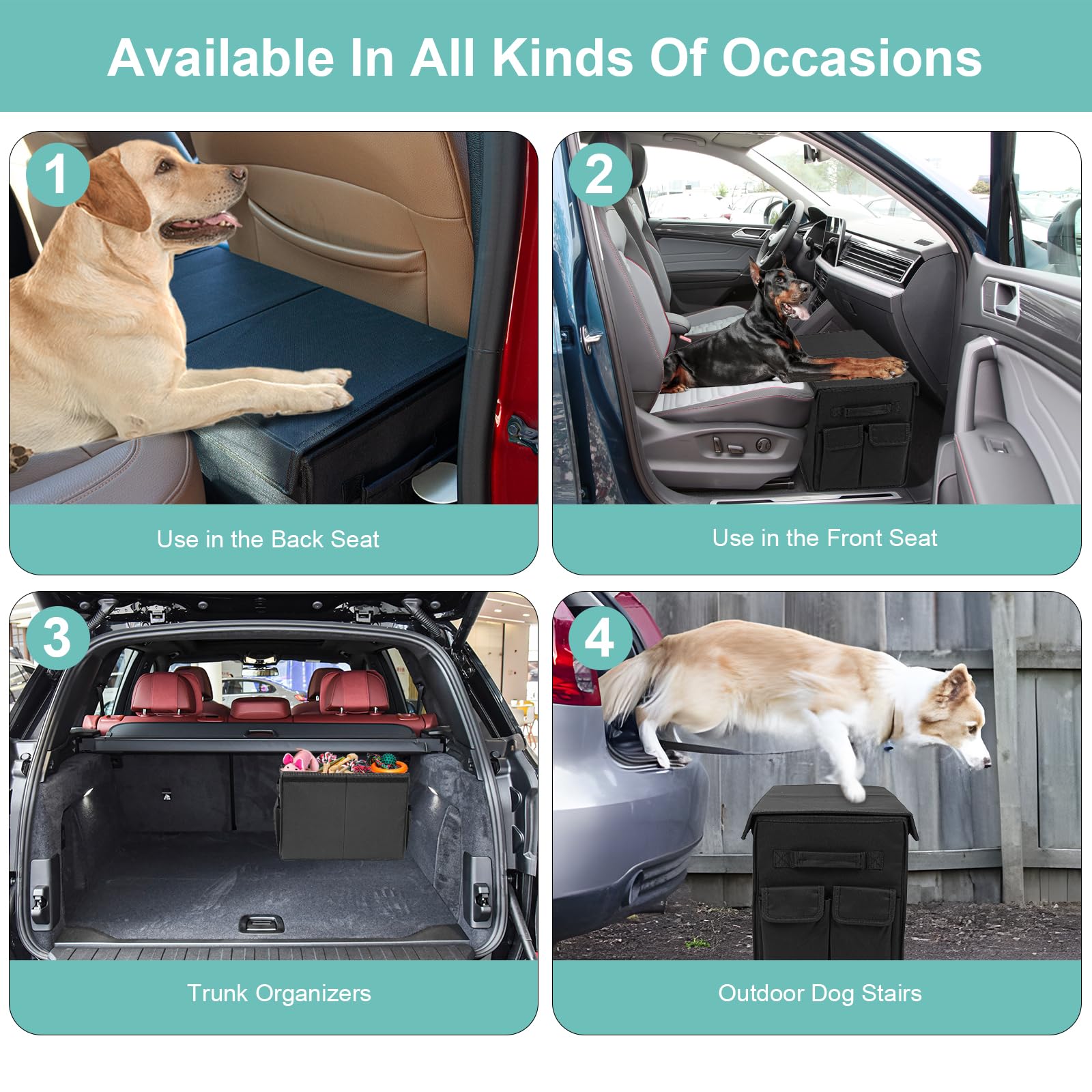 EAROND dog resting on extended backseat showcasing comfortable space