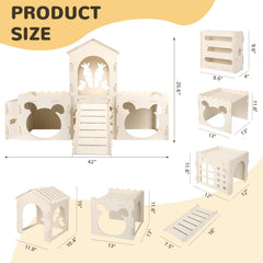 EAROND Extra Large Rabbit Castle upper level close-up shows multi-room exploration.