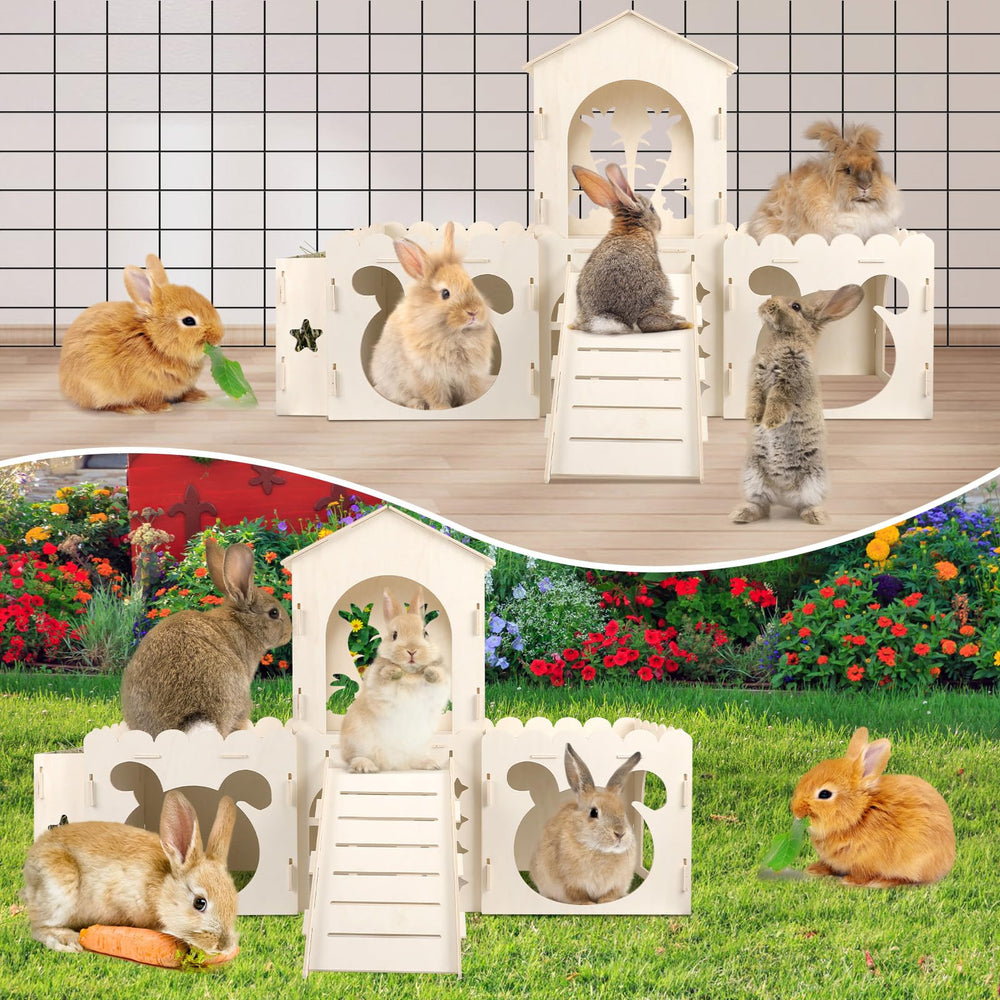 EAROND Extra Large Rabbit Castle versatile habitat emphasizes multi-pet suitability.