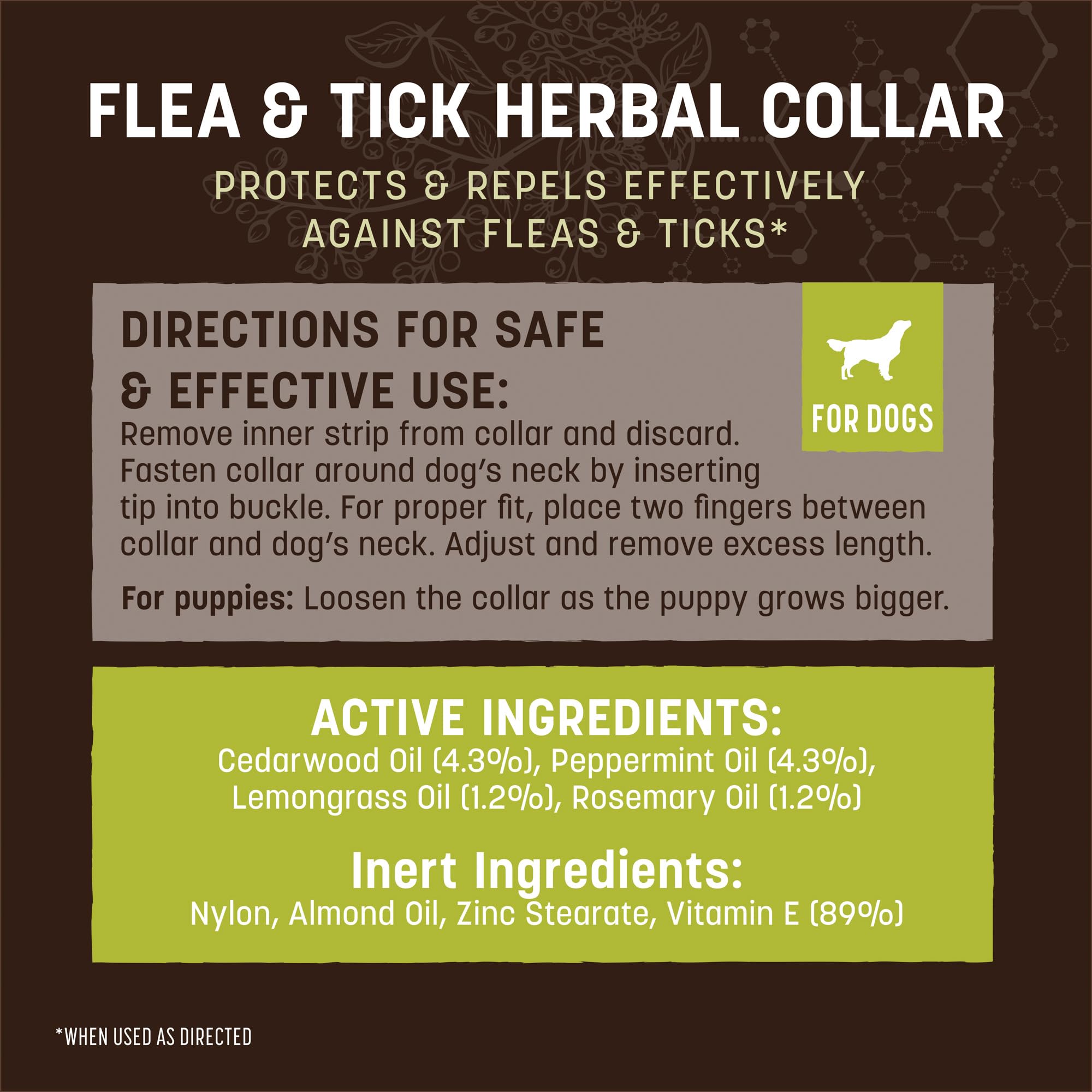 Herbal collar paired with internal care products for holistic protection