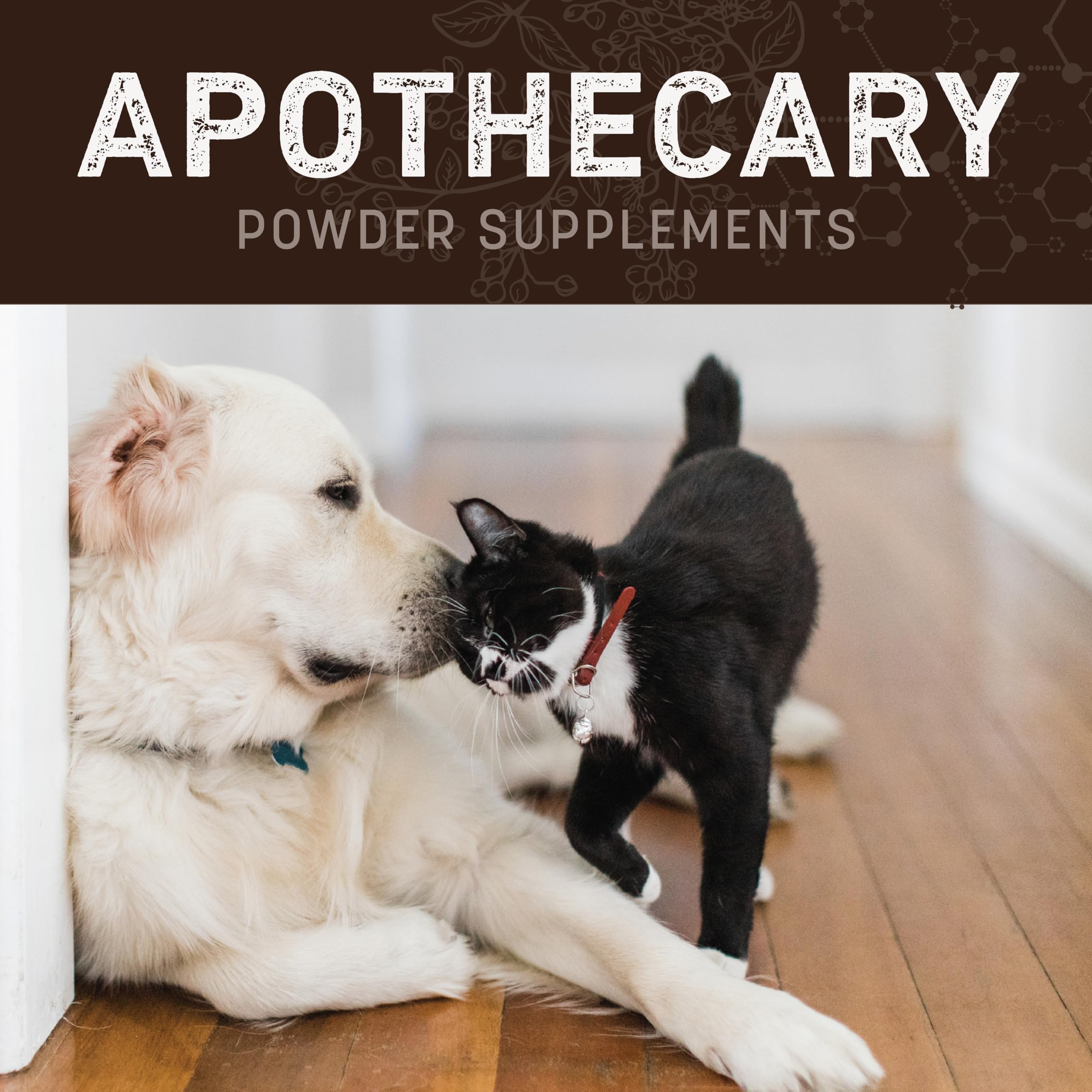 Earth Animal Apothecary powder scoop with product; easy daily topping for meals.