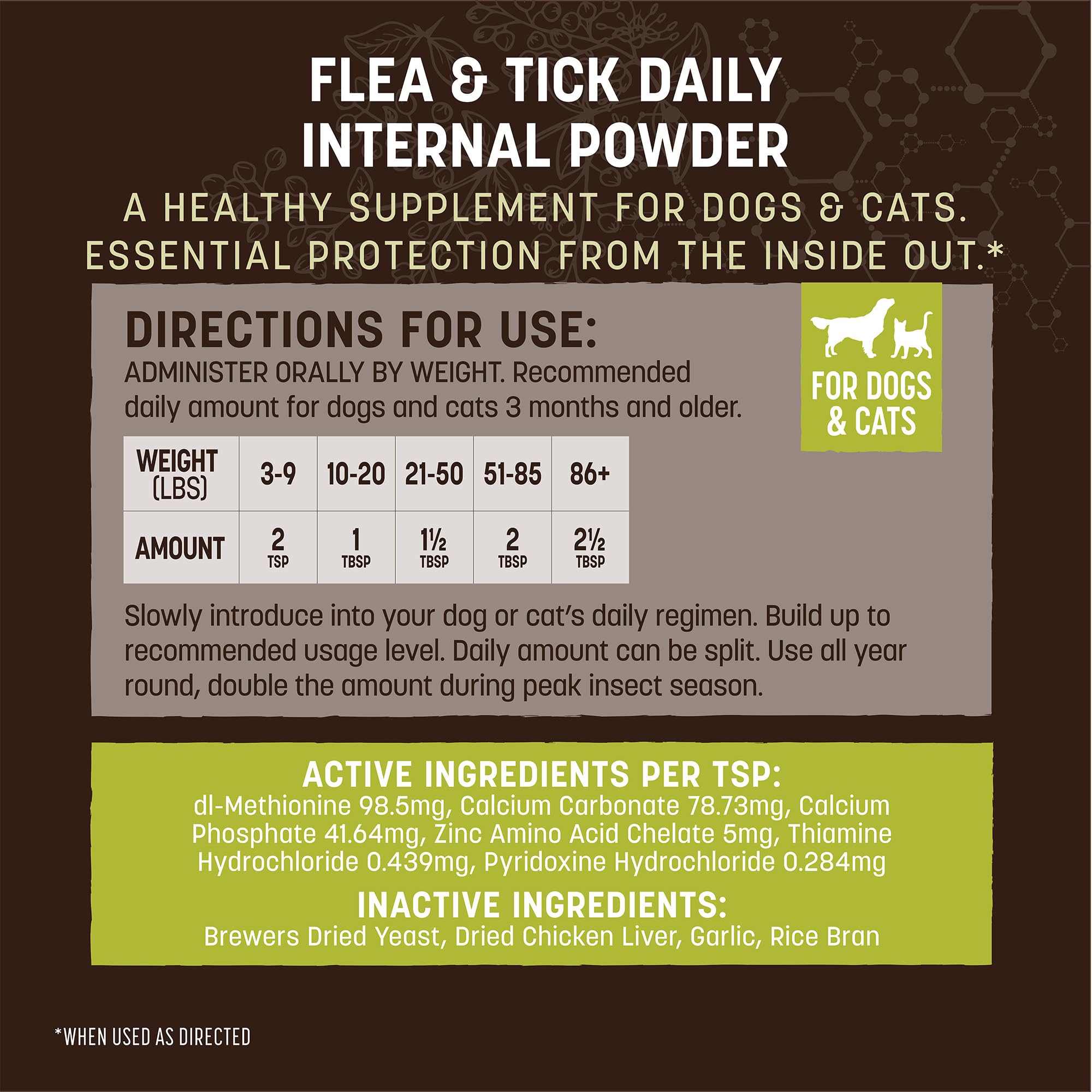 Earth Animal Daily Internal Powder packaging highlighting natural ingredients