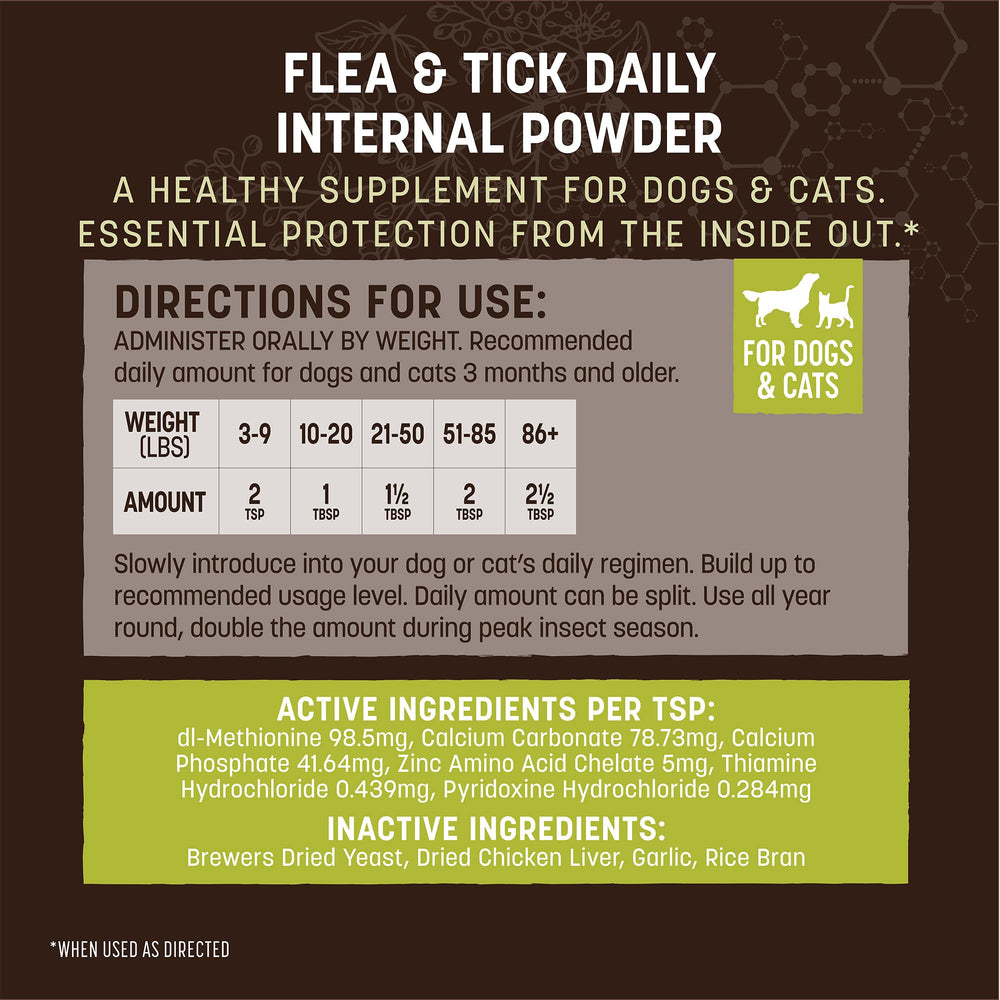 Earth Animal Daily Internal Powder packaging highlighting natural ingredients