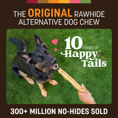 Close-up of Earth Animal No Hide Chews chicken roll, durable chew for strong chewers.