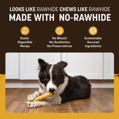 Earth Animal No Hide Chews gentler on digestion versus traditional rawhide.