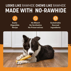 Earth Animal No Hide Chews ingredients label emphasizes grass-fed beef and simple ingredients.