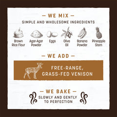 Earth Animal No-Hide ingredients list—brown rice flour and venison for digestible chew.