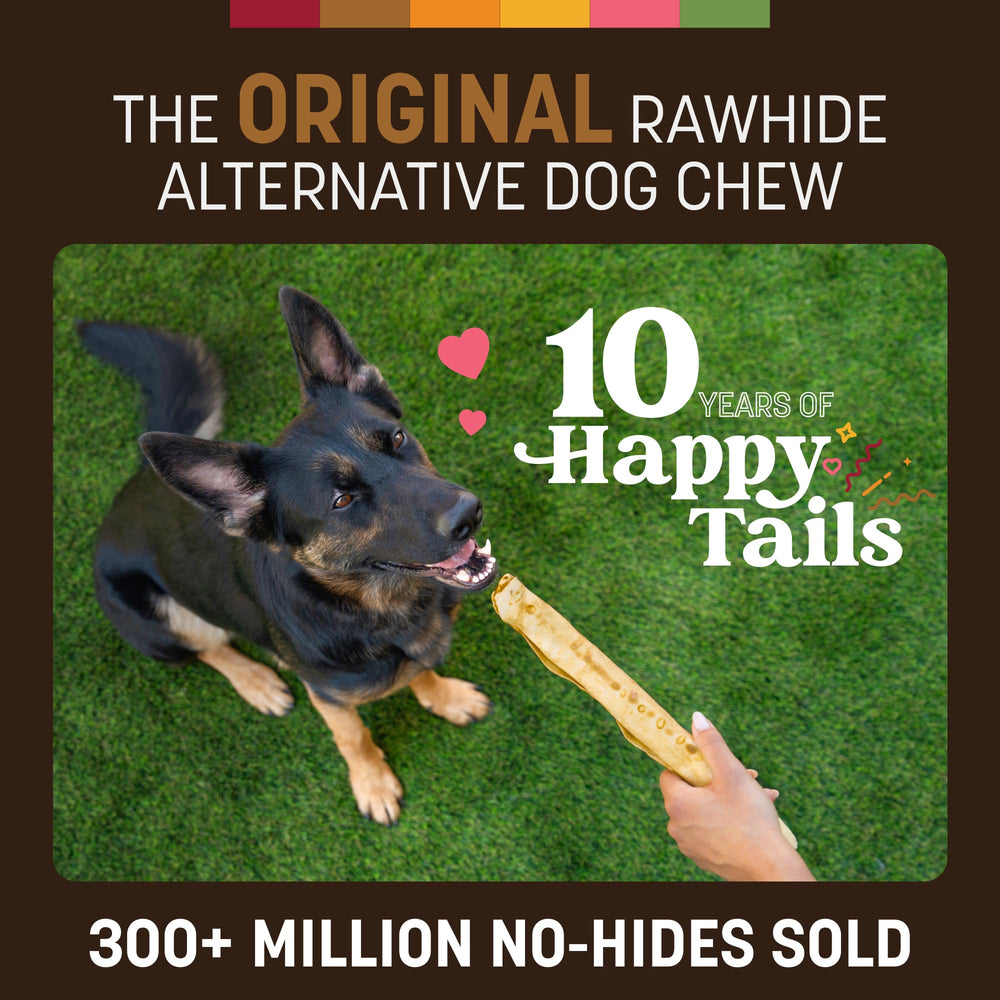 Earth Animal No Hide chews in action for large dogs, satisfying boredom with a durable venison chew.