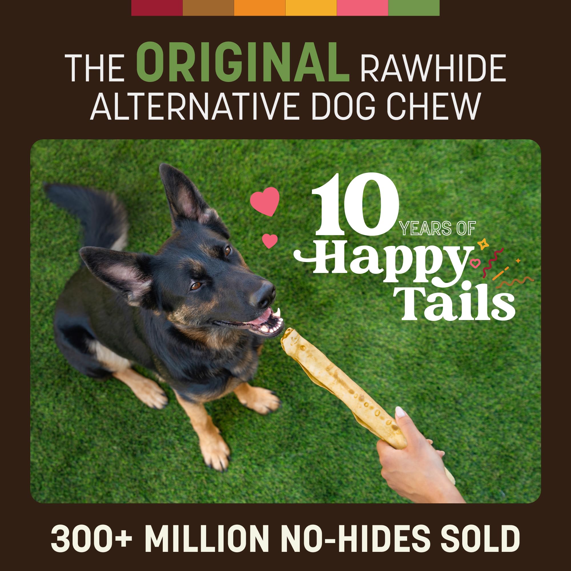 Earth Animal No Hide Chews pork roll being chewed by a dog for engagement