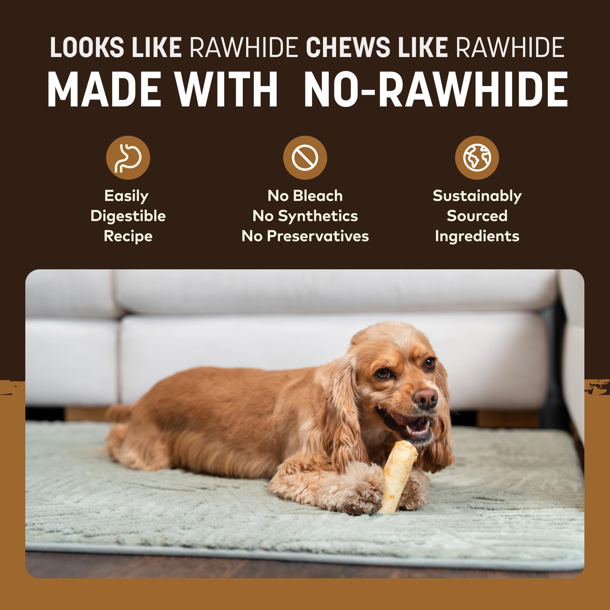 Long-lasting bite-sized chews reduce boredom and promote healthy chewing habits.