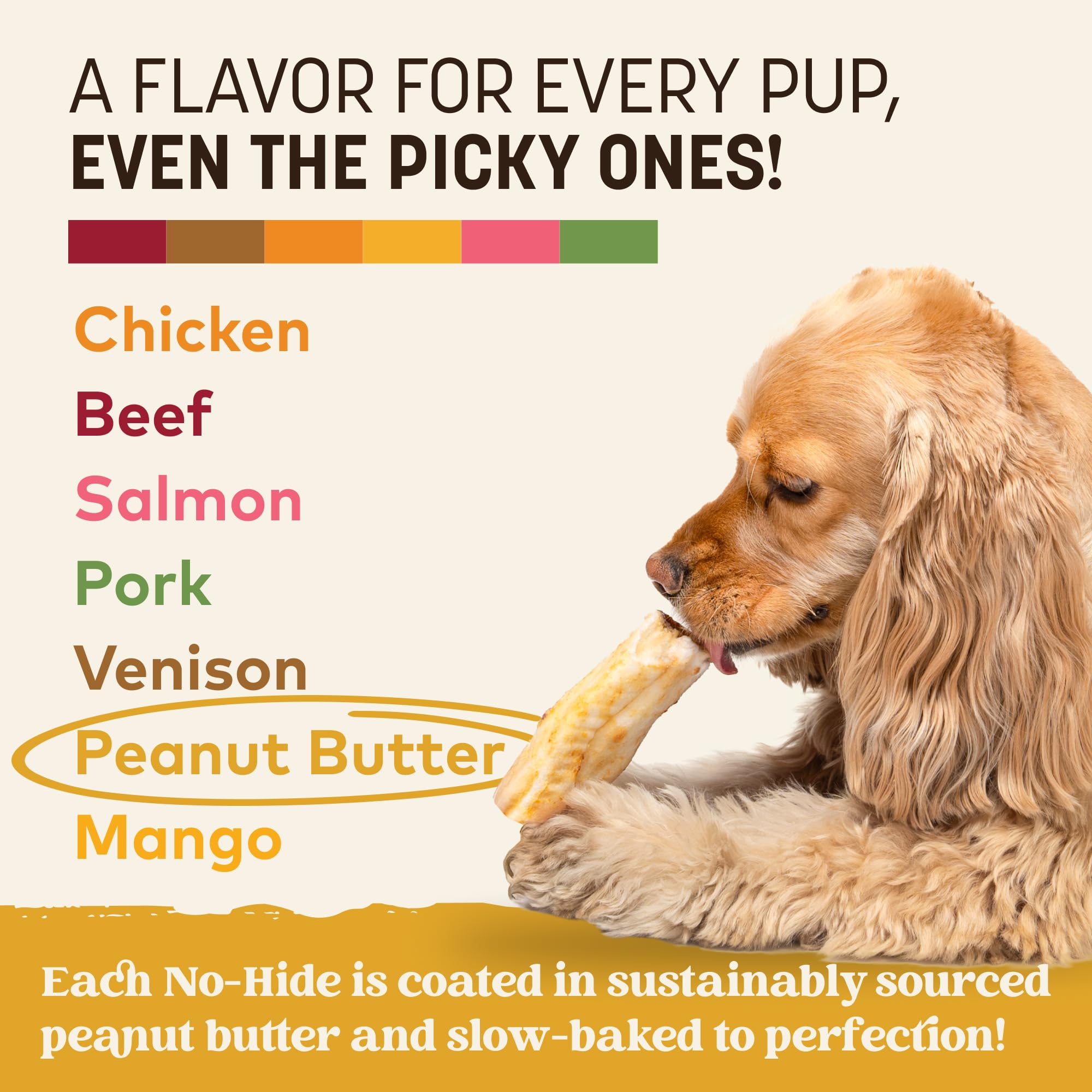No Hide chews keep dogs engaged during chew time.