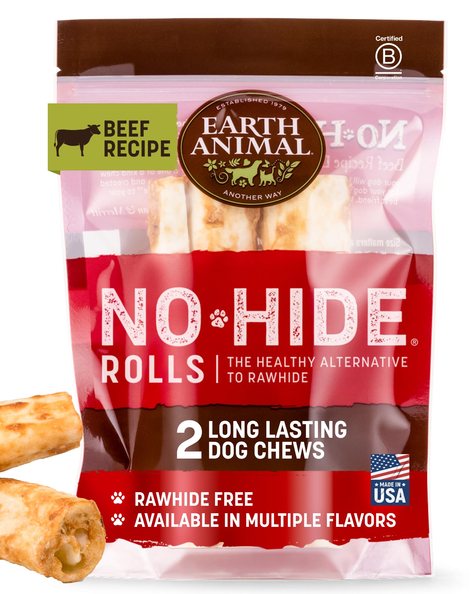Earth Animal No Hide Chews packaging display for quick shopping decisions