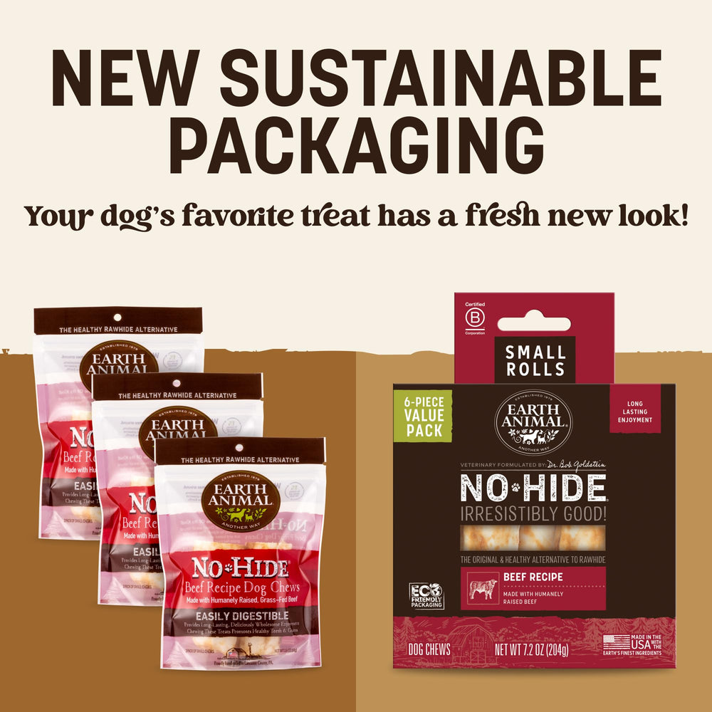 Earth Animal No Hide Chews beef roll used as a training reward for dogs.