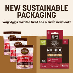 Earth Animal No Hide Chews beef roll used as a training reward for dogs.