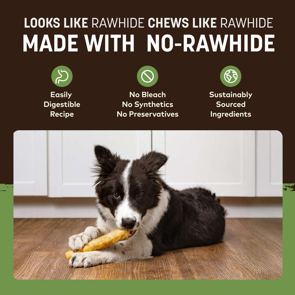 Earth Animal No Hide Chews rolls pork medium - USA-made ingredients for trust.