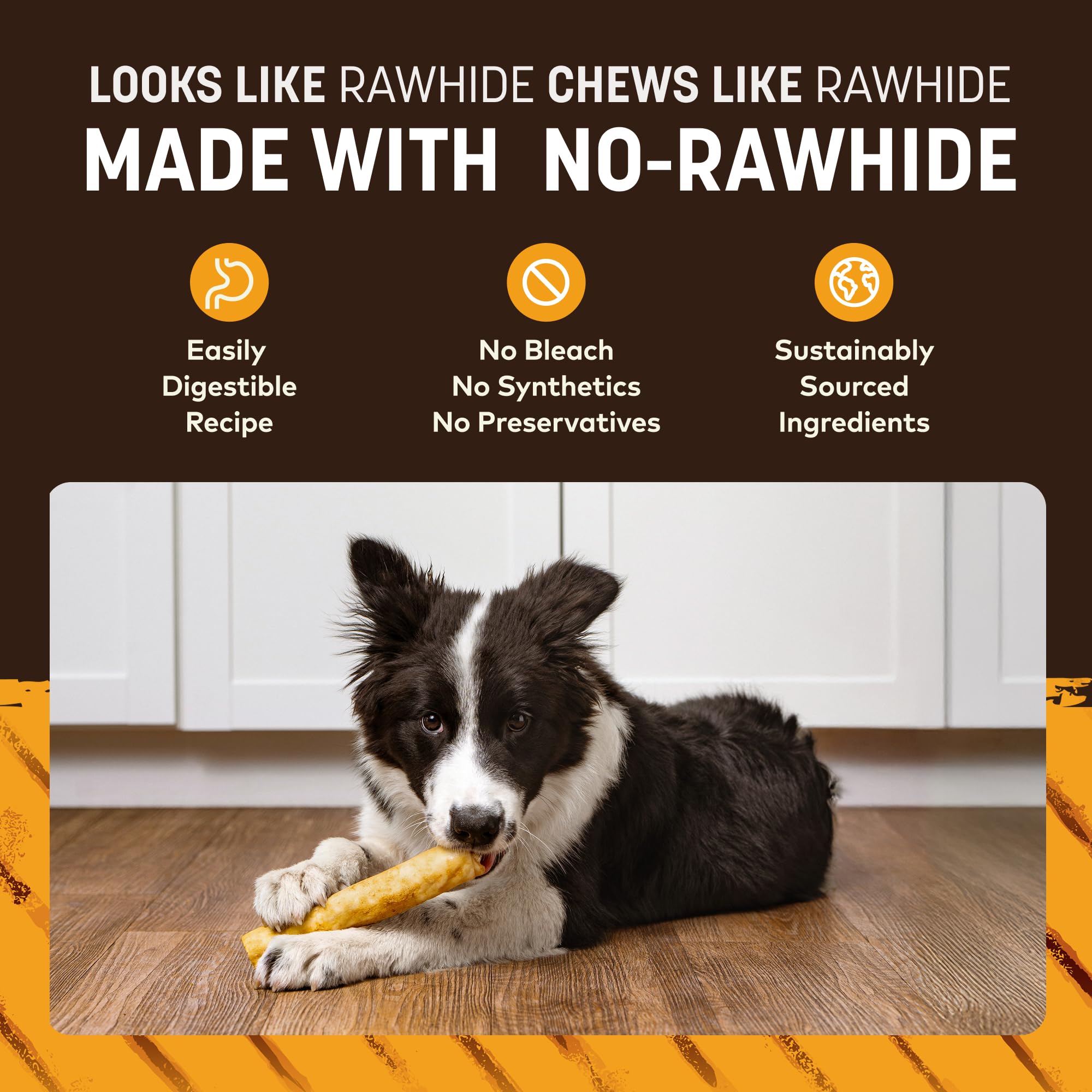 Earth Animal No Hide Chews safety label reminds to supervise chewing
