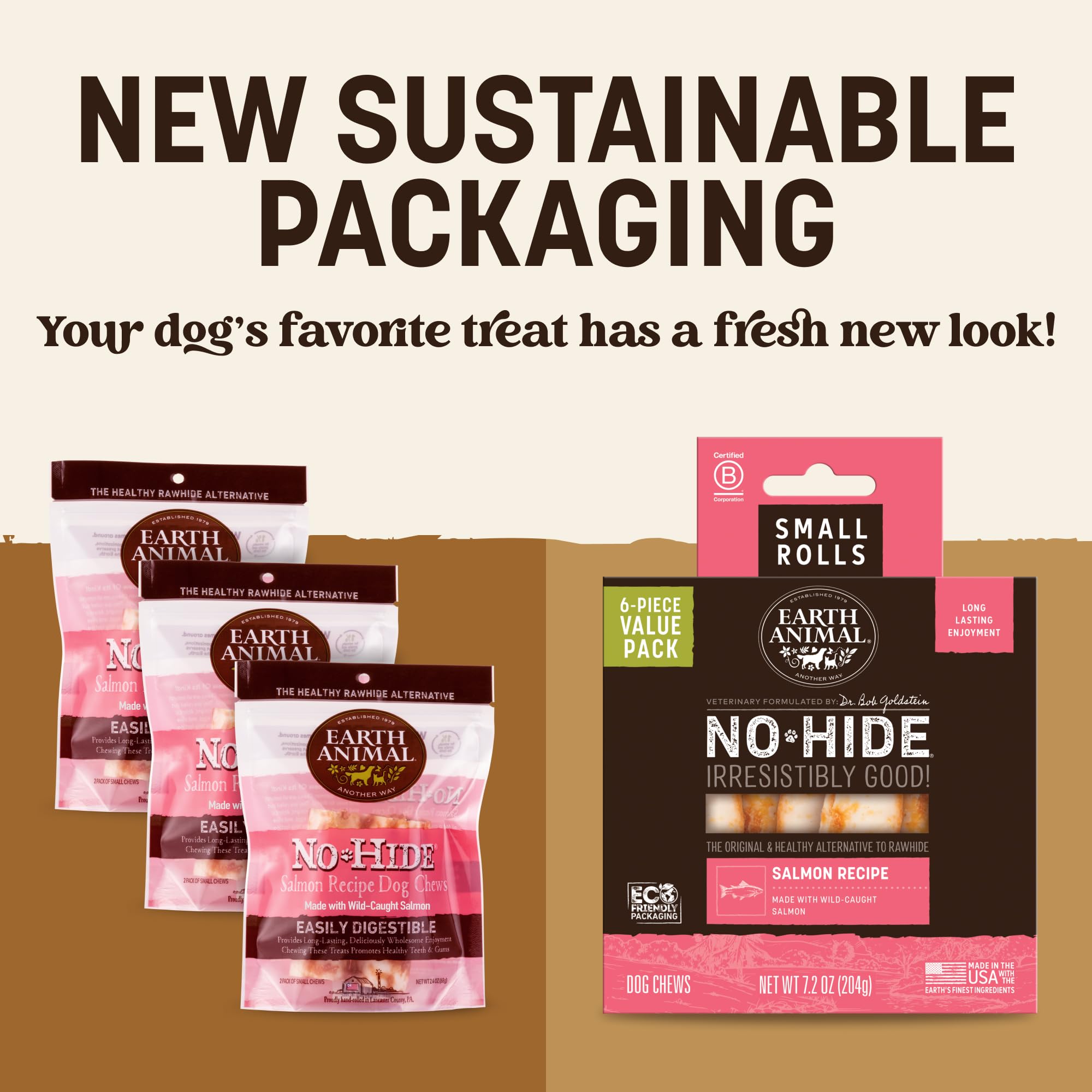 Earth Animal No Hide Chews Salmon Roll open shot highlights a tasty salmon-flavored bite for pups.
