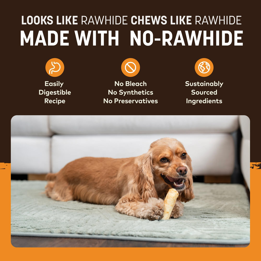 Earth Animal No Hide Chews small rolls chicken packaging emphasizes USA-made quality