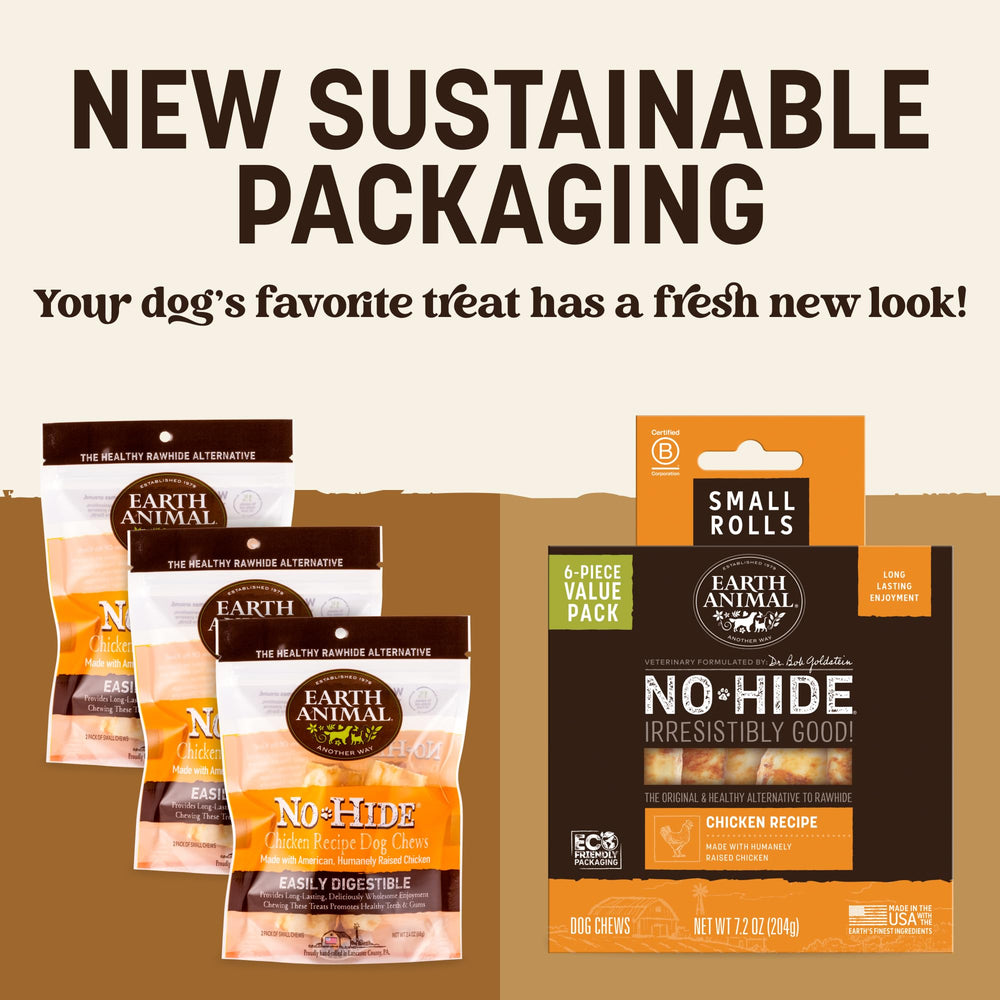 Earth Animal No Hide Chews small rolls chicken portion demonstrates convenient bite-sized pieces for quick treats