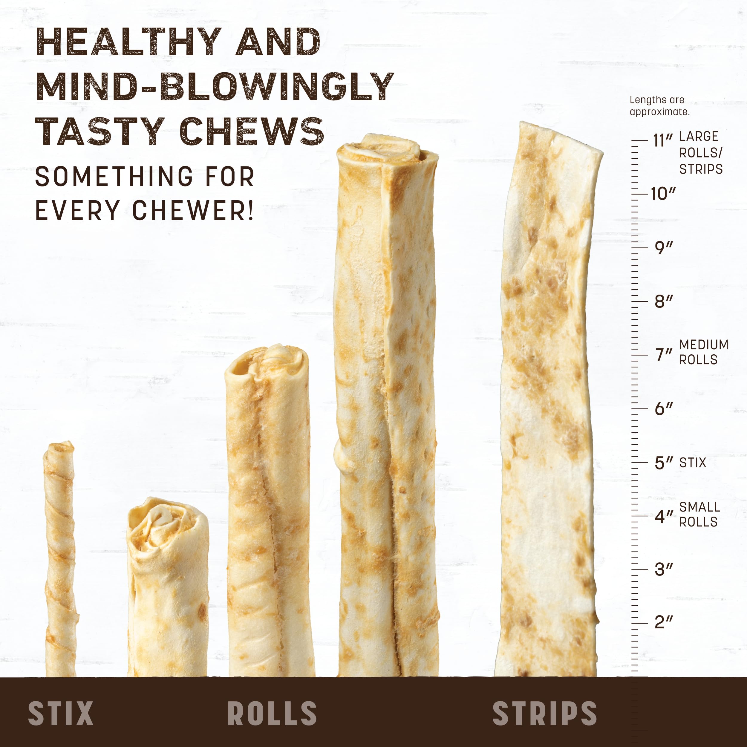 Earth Animal No-Hide textured outer layer—natural chews with a hearty bite.