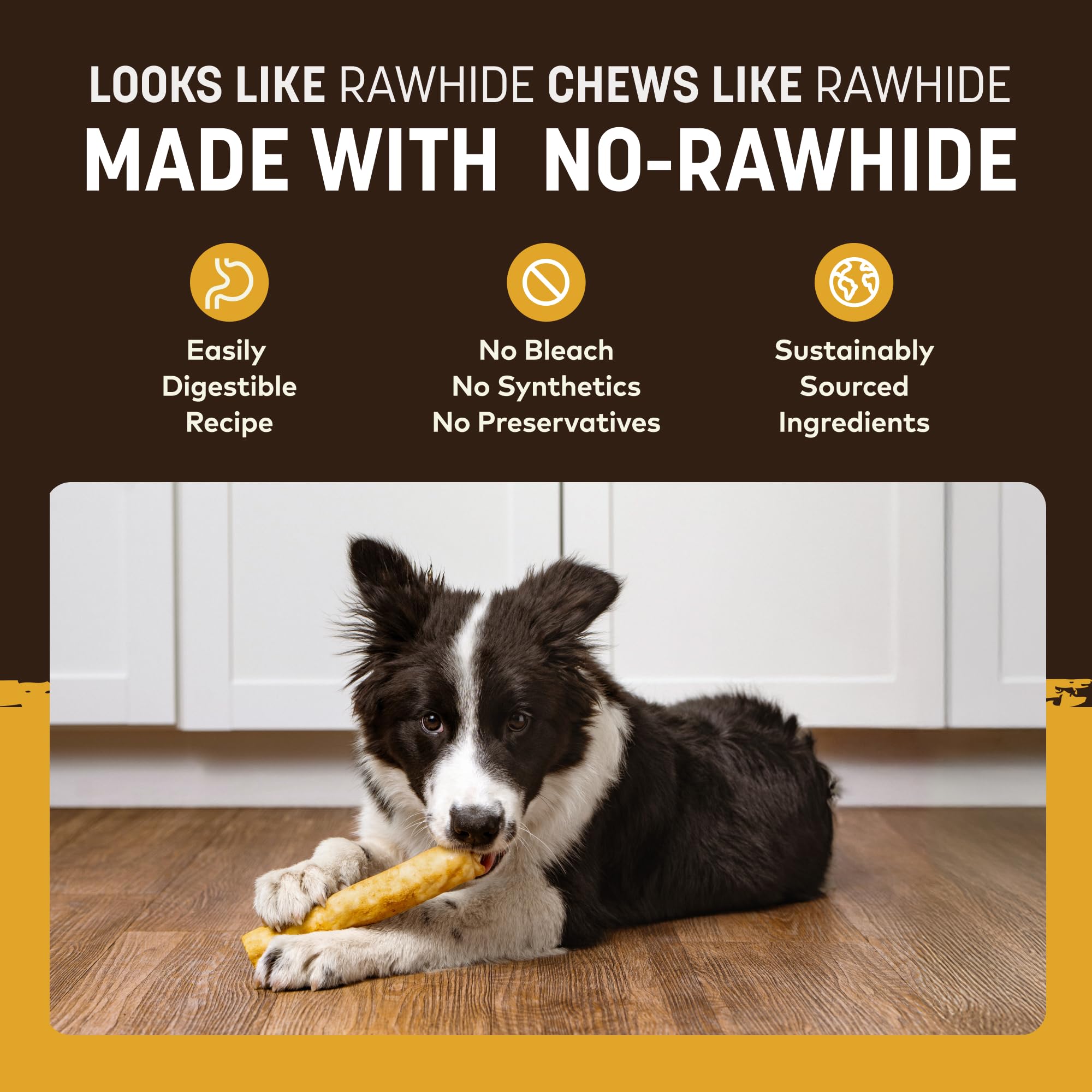 Earth Animal No Hide Chews proudly USA-made with clean ingredients.