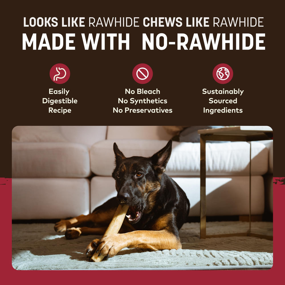 Earth Animal No Hide chews made in USA, quality standards reflected.