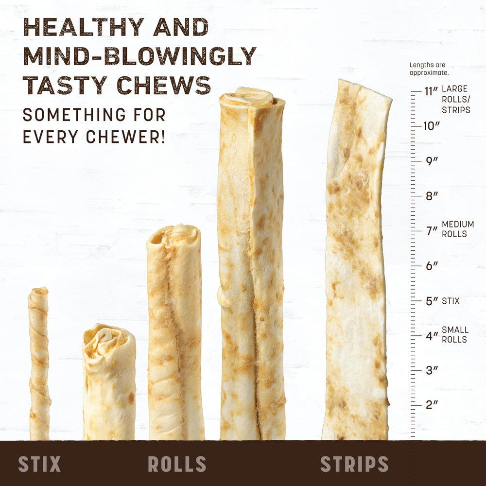 Earth Animal No Hide rolls; no foul odor and natural ingredients for a pleasant chew.