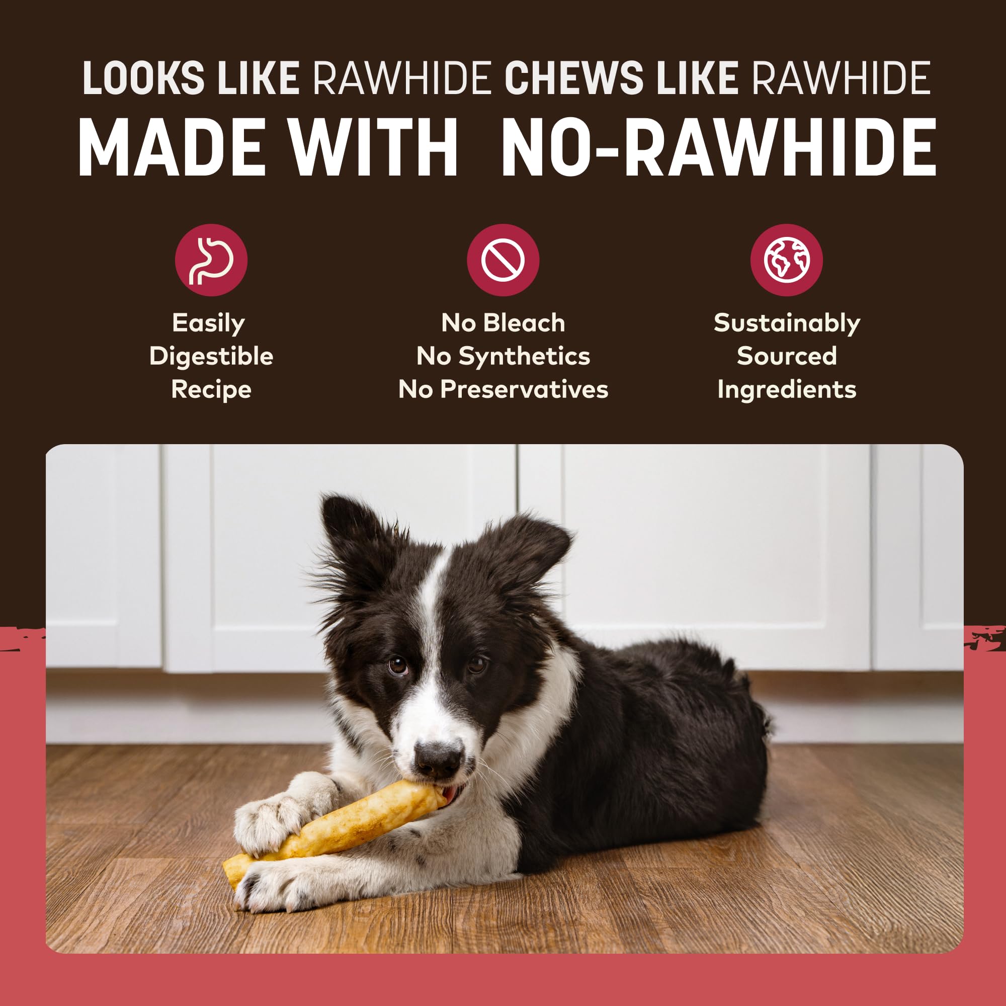 Earth Animal No Hide Rolls textured chew demonstrates durable chew for medium dogs.