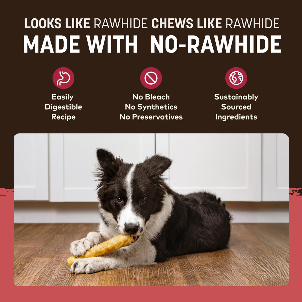 Earth Animal No Hide Rolls textured chew demonstrates durable chew for medium dogs.