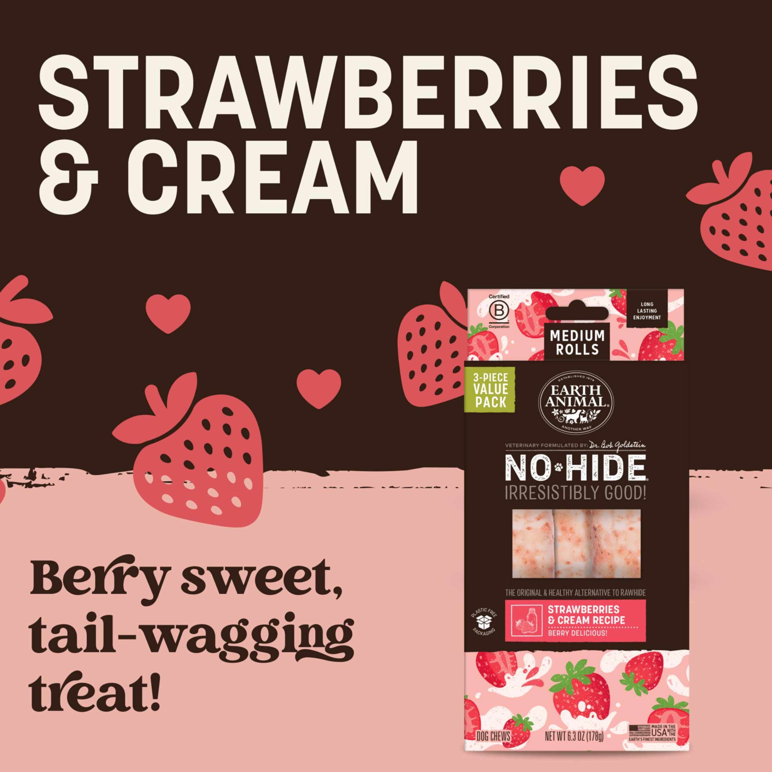 Close-up of texture for Earth Animal No-Hide Rolls Strawberries & Cream, easily digestible