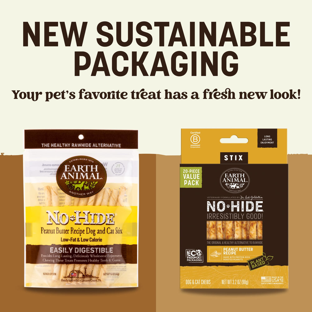 Earth Animal No Hide Stix close-up texture showcases chewy, digestible ingredients.